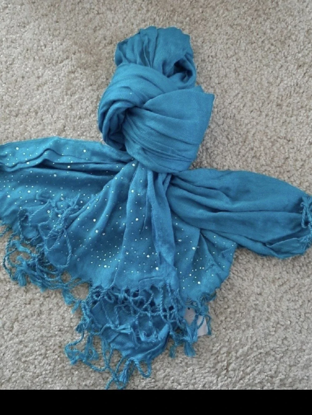 Glittery Aqua blue bling scarf Pashmina new